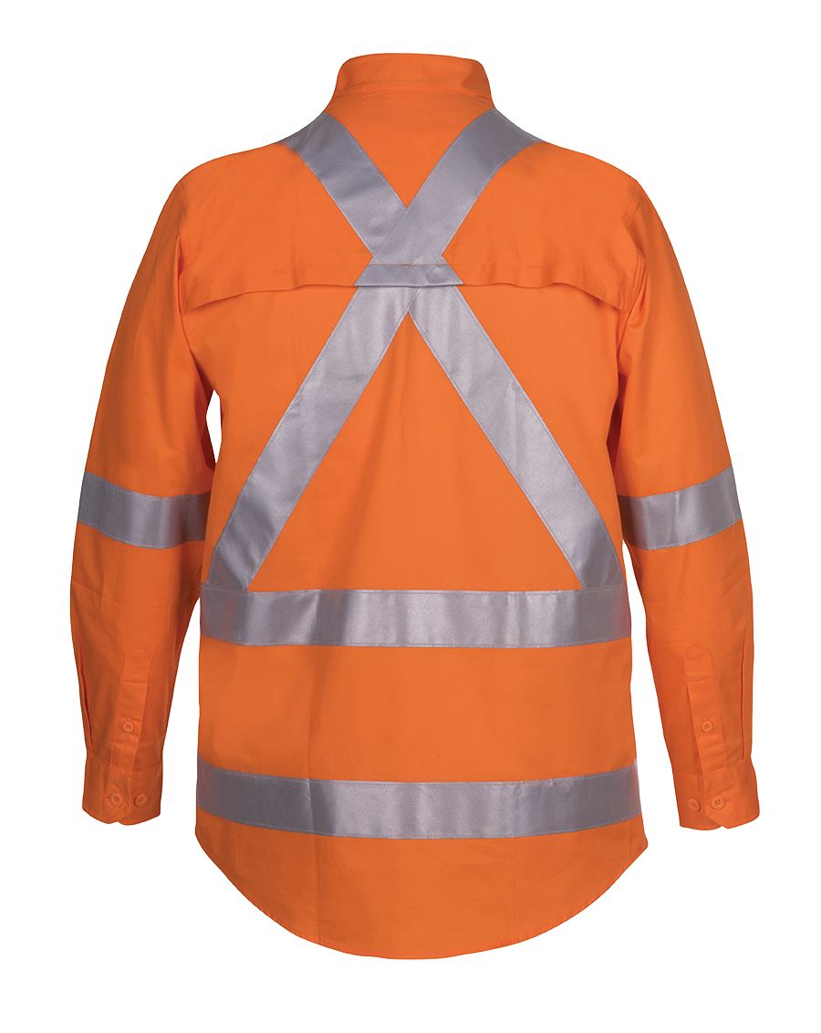 JB's Hi Vis (D+N) 150G Cross Back Tape Shirt Long Sleeve (JBS6DCBL)