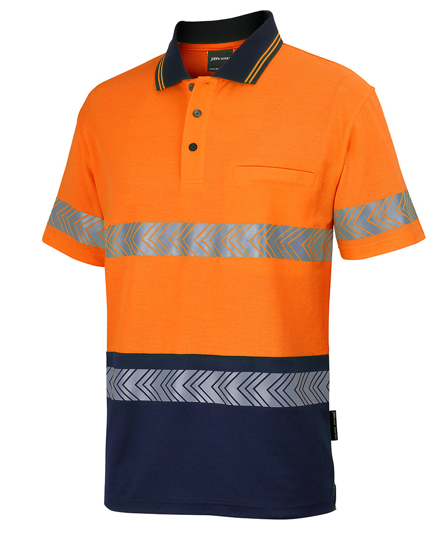 JB's Hi Vis (D+N) Cotton Back Segmented Tape Polo Short Sleeve (JBS6HMSS)