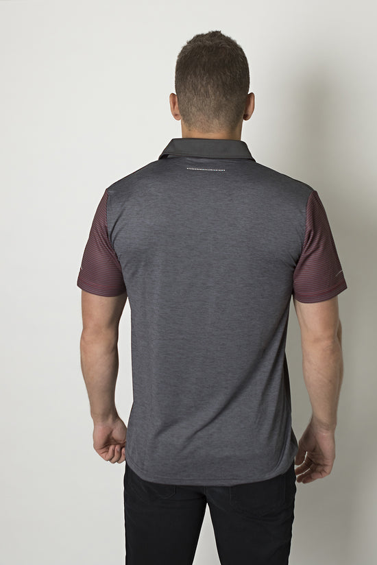 Black Kanvas Contrast Sublimated Striped Sleeves Polo
