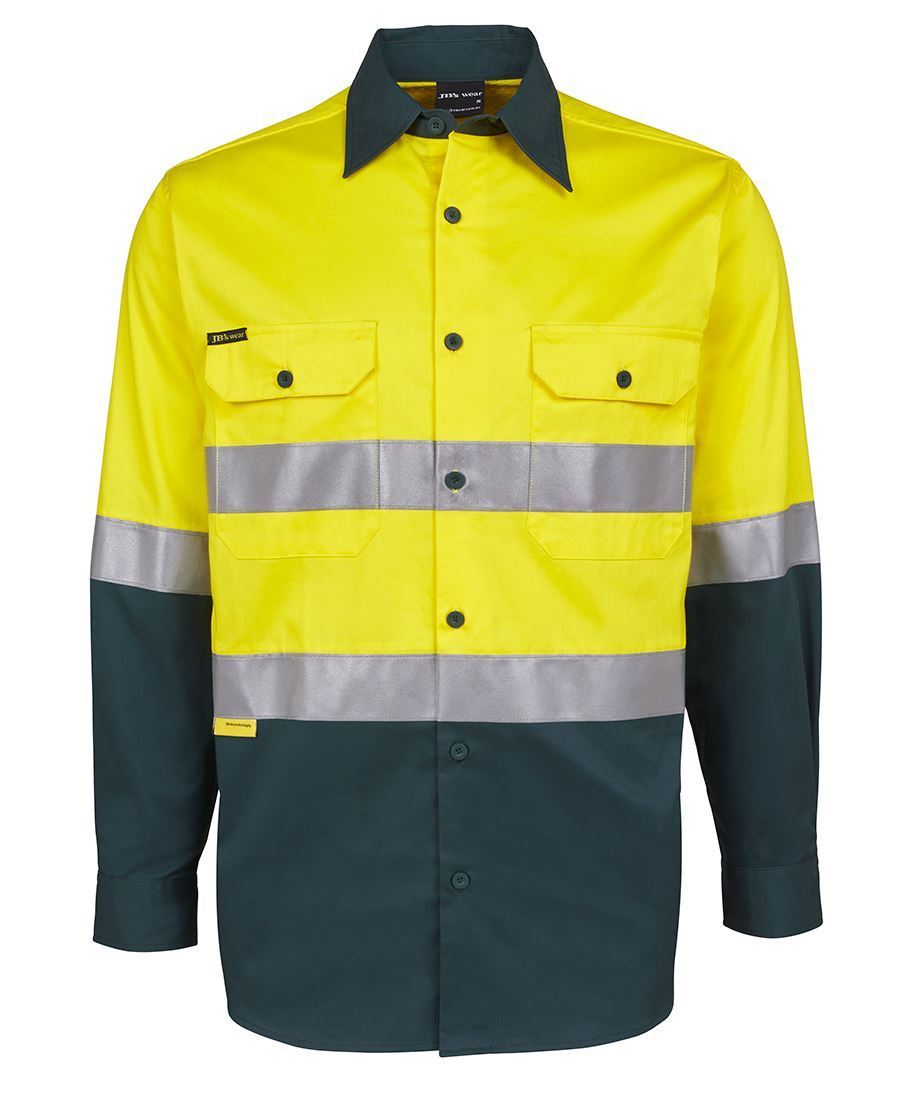JB's Hi Vis (D+N) 150G Work Shirt Long Sleeve (JBS6DNWL)