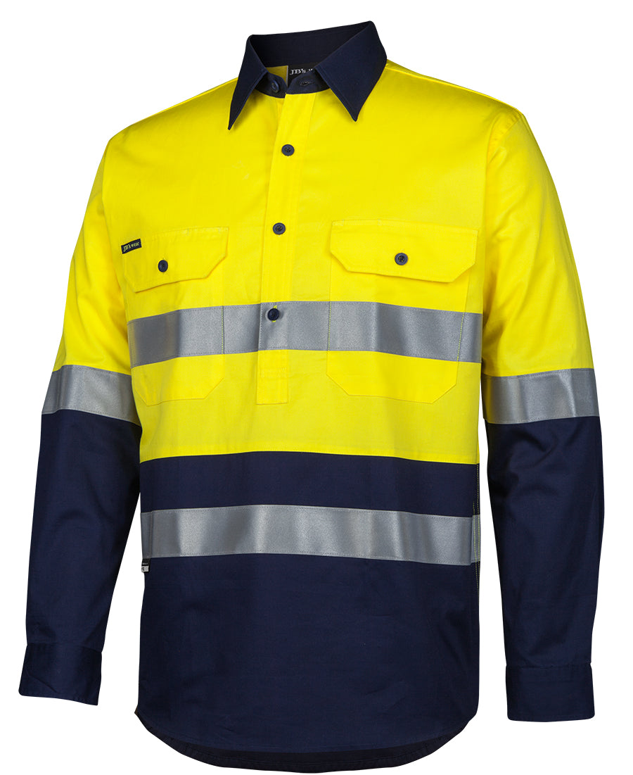 JB's Hi Vis (D+N) 150G Close Front Work Shirt Long Sleeve (JBS6HWCS)