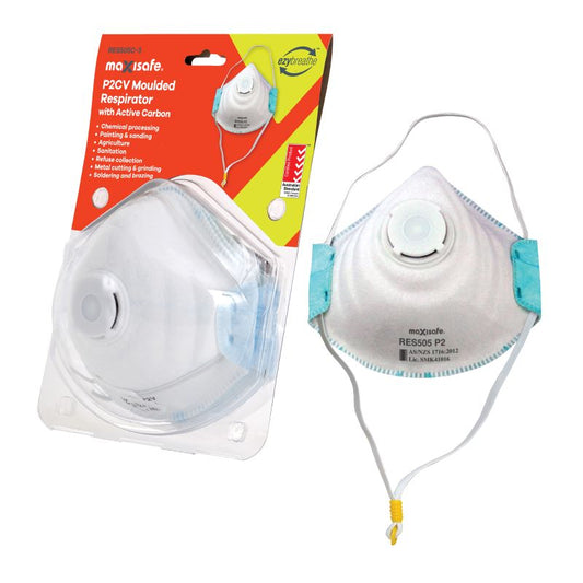 Maxisafe P2 Respirator with Valve and Active Carbon Filter 3pk (MAXRES505C-3)