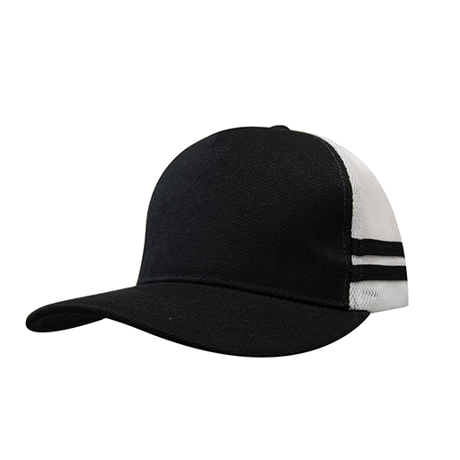 American Premium Twill/Mesh Deep Fit Trucker with Stripes (HWS3995)